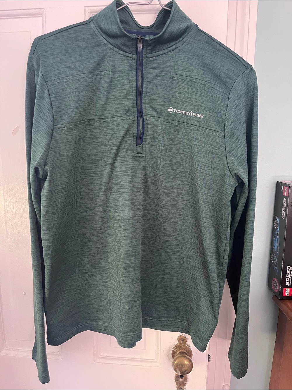 Vineyard Vines Boy’s Heathered Forest Green Quarter-Zip Pullover